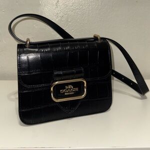Coach Black Croc-Embossed Crossbody Bag